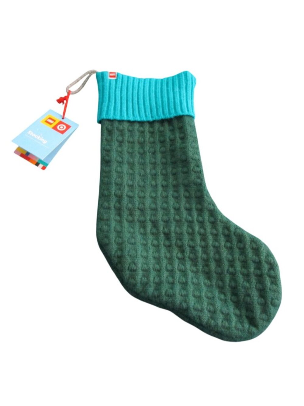 LEGO Target Green Knit Holiday Stocking Green with Blue Cuff  2021 Release New